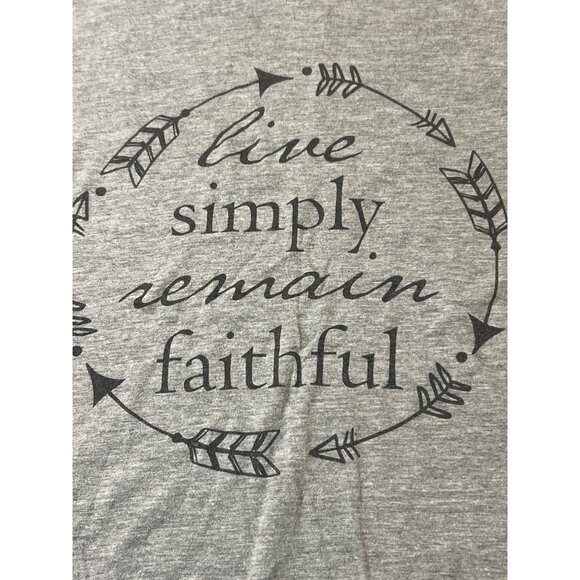 Simply Faithful Gray V Neck T-Shirt Shirt Live Simply Remain Faithful Sz Small - Picture 2 of 4